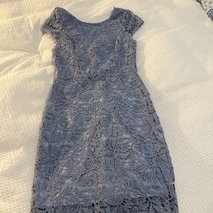 Lulus Dusty Blue Embroidered dress Small